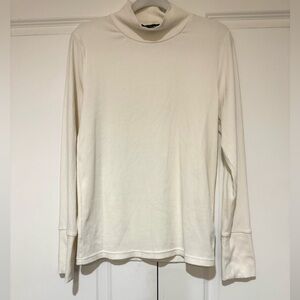 Cream J Crew Mockneck Ribbed Turtleneck Long Sleeve Top BA358